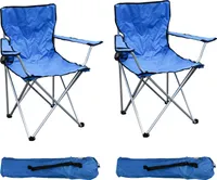 2-er Set Anglersessel mit Getränkehalter und Tasche Blau belastbar bis 120kg