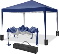 Faltpavillon 3x3m Pop Up Pavillion Gartenzelt Gartenpavillon Partyzelt UV-Schutz 50+ Wasserdicht, inkl .Tasche, 4 Sandsack,dunkelblau