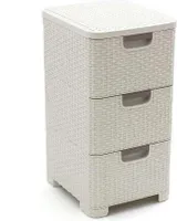 Curver Regał z 3 Szufladami Szafka Komoda Łazienkowy Rattan Kremowy 3x14L