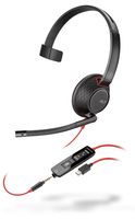 Poly Blackwire 5210 - slúchadlá - čelenka - hovory a hudba - čierna - červená - monofónne - tlačidlové