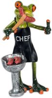 Deko Frosch am Grill mit Wurst, Dekofigur Frosch, hellgrün, Höhe ca. 16cm