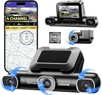 4 Kanal 4K Dashcam Auto 360 Grad mit 128GB eMMC，2.5K+1K+1K+1K Dashcam, 5G WiFi, Sprachsteuerung Dashcam Auto Vorne Hinten, IR Nachtsicht, Parkmodus