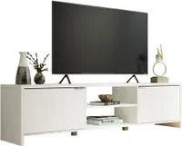 MADESA TV-Schrank für 75"-Fernseher, TV-Konsole mit 2 Einlegeböden und 2 Türen, großer TV-Schrank, Holz, 48 x 38 x 180 cm - Weiß