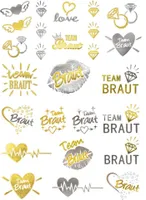 Oblique Unique Temporäre Klebetattoos Tattoo Set Junggesellinnenabschied JGA gold silber