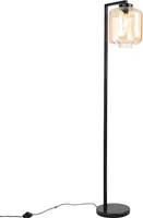 QAZQA - Design Stehleuchte I Stehlampe I Standleuchte I Lampe I Leuchte schwarz mit Braunglas - Qara I Wohnzimmer I Schlafzimmer - Länglich - LED geeignet E27