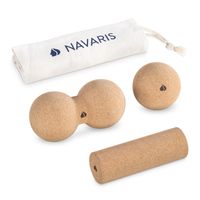 Navaris Faszien Set 3-teilig - Mini Faszienrolle Peanut Duo Massageball Faszienball - Rücken Wirbel Nacken Yoga - Duoball Massage Bälle hart Kork