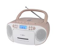 Reflexion RCR2260 weiß-pink / Boombox mit Radio, Kassette, CD und AUX-IN