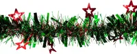 Weihnachtsgirlande Lametta mit holograf. Sternen 7cm x 2m grün / rot