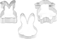 Dr. Oetker Ausstecher-Set Goldiges Ostern, Keks- und Plätzchenformen groß, Verschiedene Tiermotive, Schaf, Hase und Hasenkopf, für Leckereien zum Osterfest, (Farbe: Silber), Menge: 1 x 3er Set