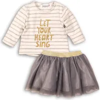 Babaluno Set Langarmshirt und Tüllrock grau weiß 3-6 m
