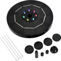 3,5-W-LED-Solarbrunnenpumpe mit buntem Verlaufslicht, 1800-mAh-Akku, 6 Duesen, Vogeltraenke-Springbrunnenpumpe fuer Vogeltraenke, Gartenteich, Terrasse, Wasserradfahren