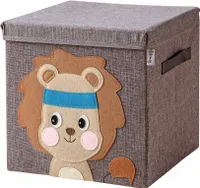 Lifeney Aufbewahrungsbox Kinder mit Deckel I Niedliche Spielzeugkiste I Aufbewahrungsboxen für Kinderzimmer I Faltbox für Spielzeugaufbewahrung I Aufbewahrungskorb Kinder (Grau Löwe)