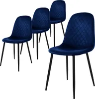 ML-Design 4er Set Esszimmerstuhl mit Rückenlehne, Dunkelblau, aus Samt