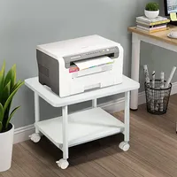 GOPLUS Druckertisch mit Arretierbaren Räder, Rollcontainer mit 2 Ablagen, Rollwagen für Schreibtisch, Drucker Ständer 360° Drehbar, Multifunktionswagen