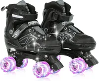Verstellbare Rollschuhe für Kinder mit Leuchtenden Rädern Roller Skates Inline Skates Größe 31-34 Schwarz