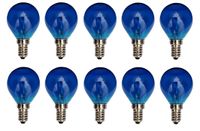 10x Glühbirne Glühlampe Kugel E14 25W 25 Watt Farbe Blau klar