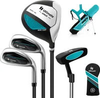 COSTWAY 4-dielna detská golfová sada palíc, kompletná golfová sada pre deti vo veku 8-10 rokov Modrá
