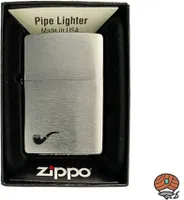 Zippo Pfeifen Benzin-Feuerzeug Pipe chrom mit schwarzer Pfeife, unbefüllt 60001199