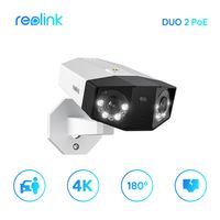 Reolink 4K Dual-Lens Überwachungskamera mit 180° Sichtwinkel, Outdoor IP-Kamera, Person/Fahrzeug/Tier-Erkennung, Farb-Nachtsicht, Zwei-Wege-Audio, Wasserdicht, Duo 2 PoE