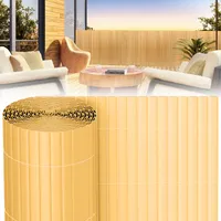 Jayseuw PVC Sichtschutzmatte Sichtschutzzaun Balkonsichtschutz Windschutz Sichtschutz für Zaun Balkon Bambus 80 x 500 cm