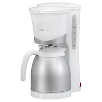 Clatronic KA 3327 Thermo-Kaffeeautomat für 8-10 Tassen Kaffee (ca. 1 Liter), Nachtropfsicherung, Wasserstandsanzeige, Weiß/Silber