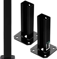 KOTARBAU® 2er Set Pfostenträger 60x40 mm Dübelplatte mit Zaunfuß verzinkt & pulverbeschichtet Aufschraubhülse Doppelstabmattenzaun zum Aufschrauben