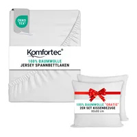 Komfortec Jersey Spannbettlaken 160x200 cm, 100% Baumwolle, Weiß