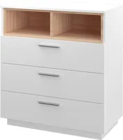 Vicco Kommode Beatrice, 79.6 x 88 cm mit 3 breiten Schubladen, Weiß/Sonoma
