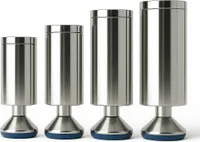 4er Set Möbelfüße verchromt – Höhenverstellbar – Ø 50 mm – Möbelbeine glänzend für Schrank, Tisch, Regal, Kommode & DIY – Edelstahl-Optik – 80–150 mm – mit Kunststoffgleiter