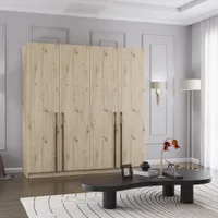 Drehtürenschrank Kleiderschrank Schrank 230 cm Artisan Eiche/Artisan Eiche sechstürig Rosa 02