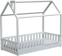 Hausbett Bodenbett JULIA PLUS 90x200 Weiß inkl. Kaltschaummatratze 10cm