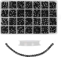 HANDI STITCH (1620Stk Buchstabenperlen Schwarz Plastik Perlen Buchstaben A-Z Alphabet Perlen & Box- 7mm Runde Perlen Weiße Buchstaben 10m Faden -