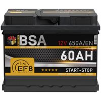 BSA Autobatterie 60Ah 12V  Start Stop Batterie Starterbatterie ersetzt 55Ah