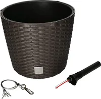 KOTARBAU® Hängender Blumentopf Rattendesign Innentopf und Bewässerungssystem Braun