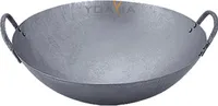 Wok 45cm Durchmesser | runder Boden |Doppelgriff | Asiatische Eisenpfanne Gastronomie | Jade Temple