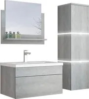 HOME DELUXE - Badmöbel-Set - WANGEROOGE Grau - Large - inkl. Waschbecken und komplettem Zubehör - Breite Waschbecken: 60 cm | Badezimmermöbel Waschtisch Badmöbelset