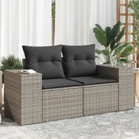 vidaXL Zahradní pohovka 2-sedák s polštářem Grey Poly Rattan