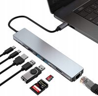 rozbočovač 8 v 1 typu C na 4K HDMI / USB 3.0 / USB-C (dáta) / TF / SD / LAN RJ45 Gigabit Ethernet / PD 87W adaptér pre MacBook/Windows Laptop