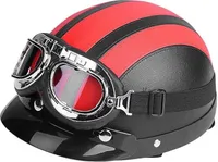 Motorradhelm Roller Helm,Universal Motorrad mit offenem Gesicht,Kopfumfang 54-60 cm,Geeignet für alle Jahreszeiten,Schicken Sie eine Schutzbrille