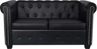 vidaXL 2-osobowa sofa Chesterfield ze sztucznej skóry, czarna
