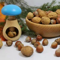 Nussknacker Pilz, mit Schraubgewinde, blau aus Holz 10 cm