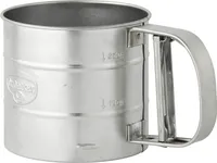 Dr. Oetker Einhand-Mehlsieb Ø10,5, zum gleichmäßigen und feinen Bemehlen und Bestreuen, sichere Einhand-Bedienung, 350g Füllvolumen, einfache Handhabung, (Farbe: silber)