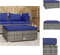 vidaXL Gartenhocker mit Kissen Grau 70x70x30 cm Poly Rattan -  Gartensofaelemente