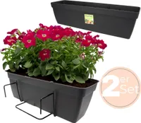2x Blumenkasten Balkongeländer Balkon Blumenkasten Balkonkasten mit Halterung Balkonkasten Geländerkästen Balkonkasten mit Wasserspeicher 50 cm