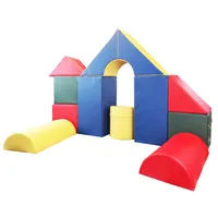 HOMCOM Bausteinset 12er-Set Schaumstoff Bausteine Bauklötze Bauspielzeug  für Kinder Schaumstoffblöcke für 1-3 Jahre alt Kinder Kunstleder EPE