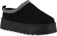 VAN HILL Damen Pantoffeln Hausschuhe Bequeme Prints Plateau Schuhe 840625, Farbe: Schwarz, Größe: 41