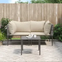 vidaXL 3dílná zahradní lounge souprava s polštáři Grey Poly Rattan