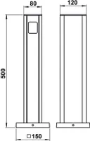 ALBERT Steckdosensäule Metall sw 2Steckd IP44 500x80x120mm 662105