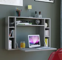Wandila Schreibtisch , Laptop-Schreibtisch Wand-Schreibtisch und 7 Fächer Grau.