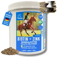 EMMA Biotin Pferd 1Kg Biotin und Zink für Pferde gesunde Hufe, Haut  Haare bei Ekzem Mauke  hochdosiert Biotin Pellets fürs Pferdefutter